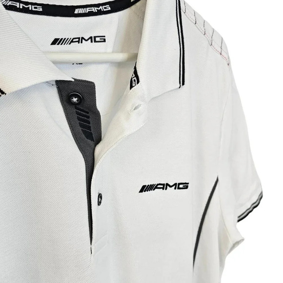 Mercedes AMG  Short Sleeve Polo Shirt Size XL White Racing - Picture 7 of 13